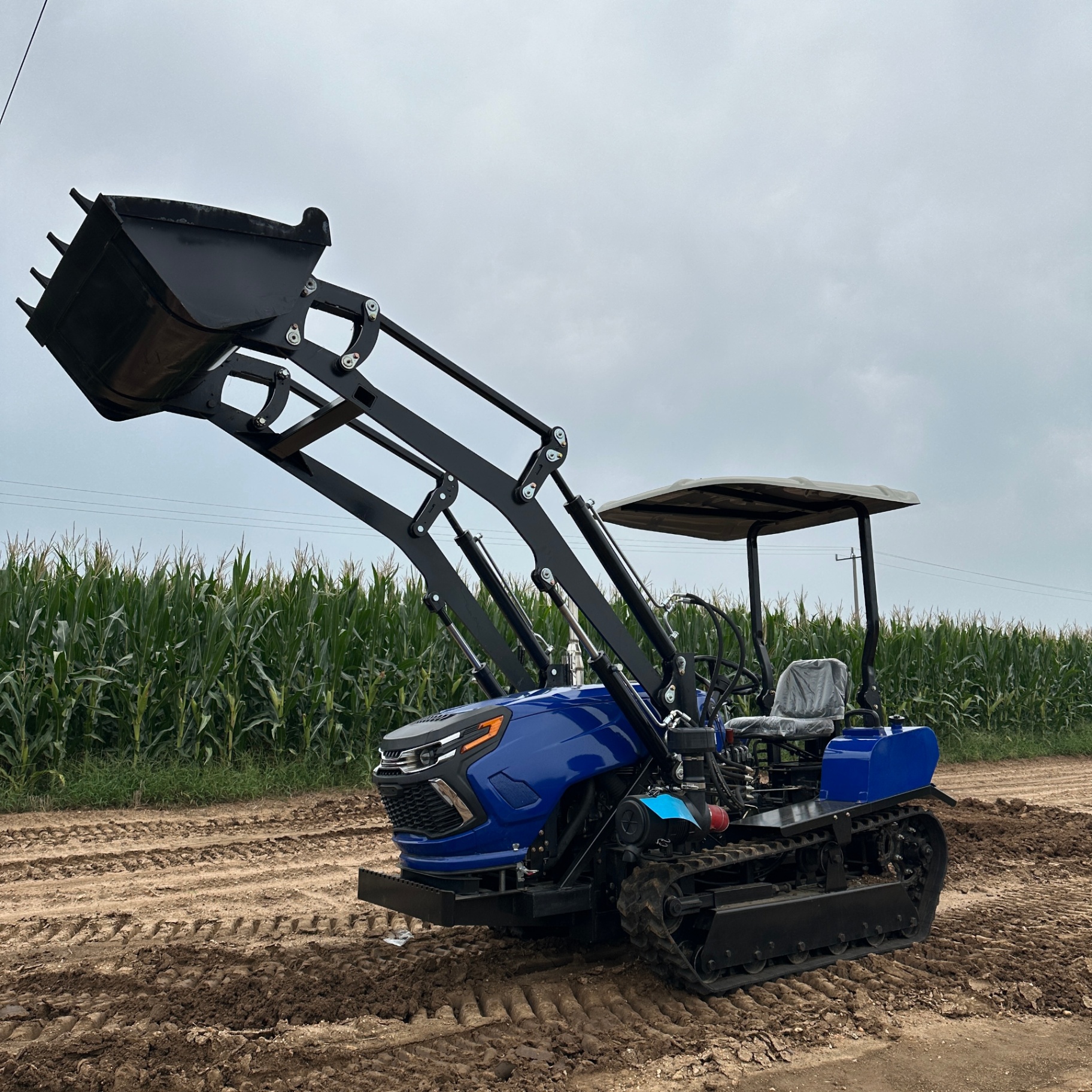 60 HP Dry-Land Crawler Tractor + Front Loader Bucket